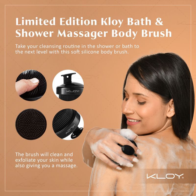 Bath & Shower Massager Body Brush With Soft Silicone Bristles - Black