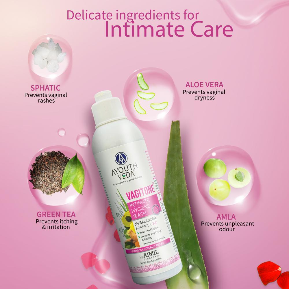 Vagitone Intimate Wash with Sphatika, Aloe & Amla to Maintain pH Balance & Prevent Odour