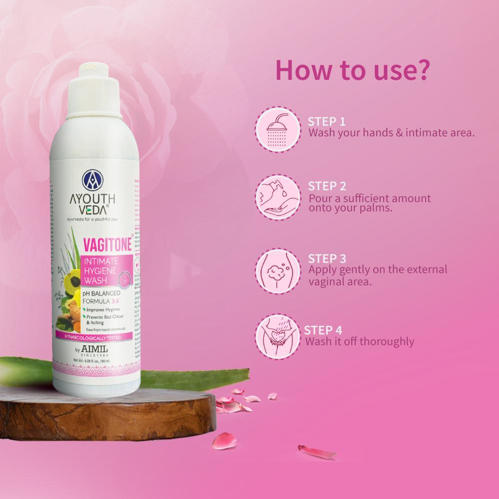 Vagitone Intimate Wash with Sphatika, Aloe & Amla to Maintain pH Balance & Prevent Odour