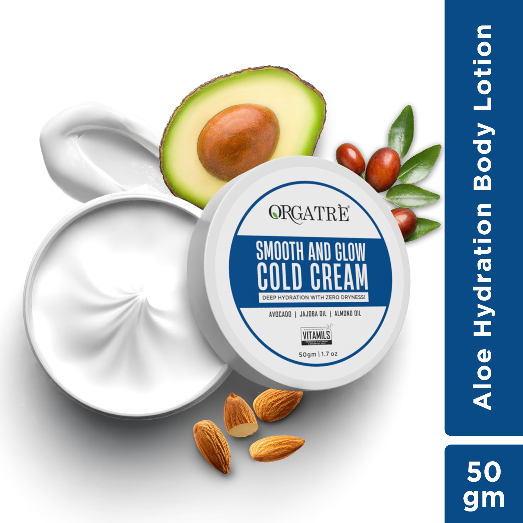 Smooth And Glow Cold Cream Deep Hydration With Avacado Jajoba & Almond Oil 24Hr Moisturizer
