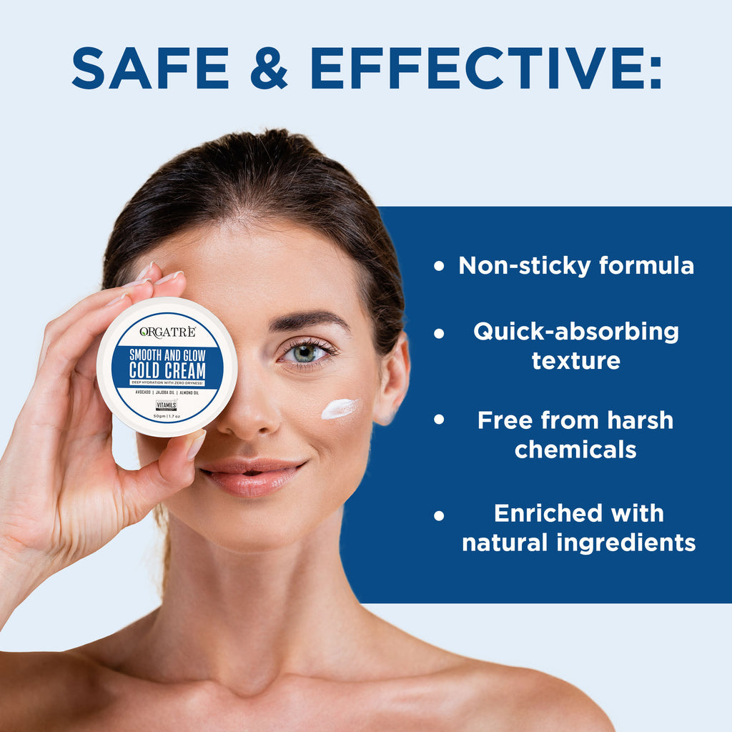 Smooth And Glow Cold Cream Deep Hydration With Avacado Jajoba & Almond Oil 24Hr Moisturizer