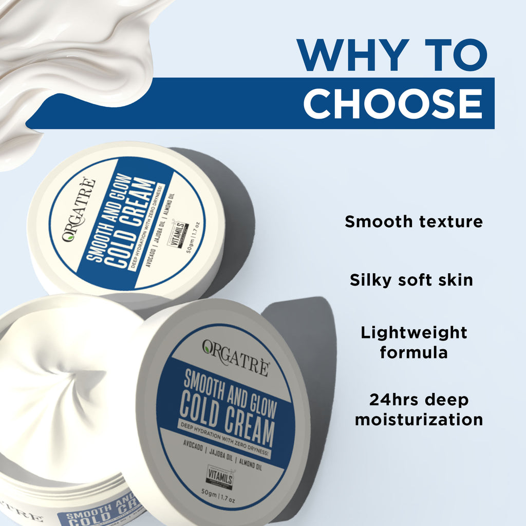 Smooth And Glow Cold Cream Deep Hydration With Avacado Jajoba & Almond Oil 24Hr Moisturizer