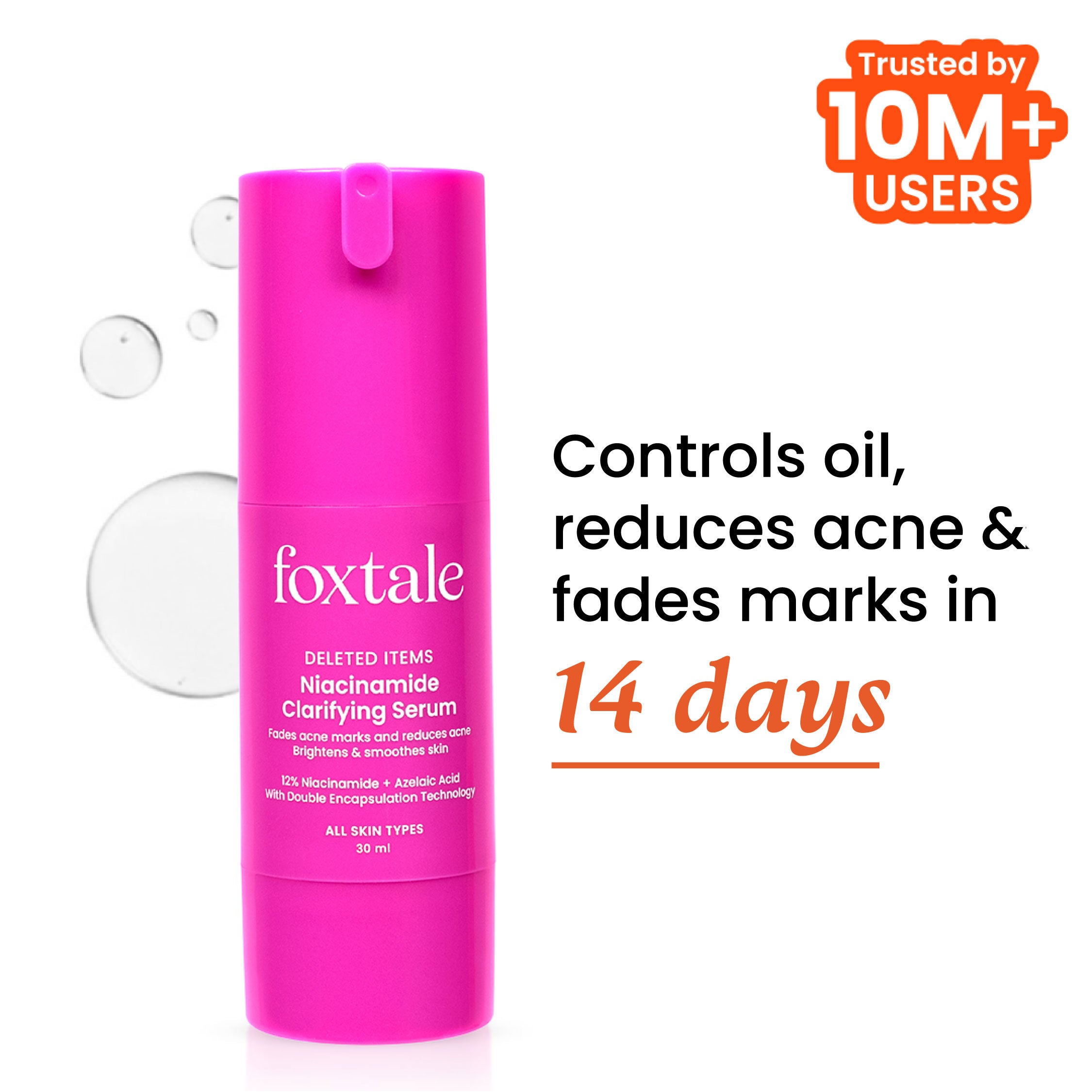 12% Niacinamide Brightening Face Serum, Fades Dark Spots, Acne marks & Oil Control