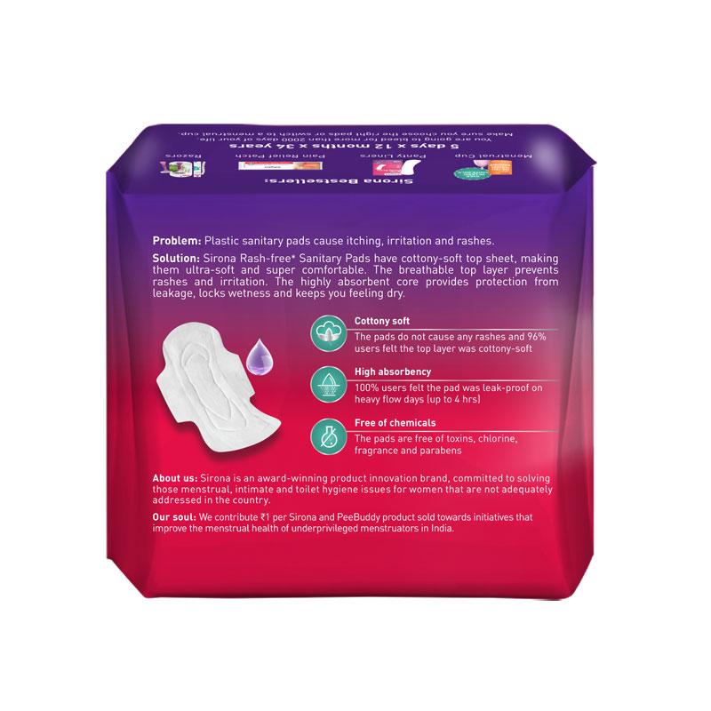 Cottony Soft Rash Free Sanitary Pads For Women, 10 Pcs (Xl), Ultra Soft, Breathable Top Layer