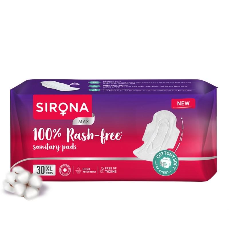 Cottony Soft Rash Free Sanitary Pads For Women, 30 Pcs (Xl) Ultra Thin & Breathable Top Layer