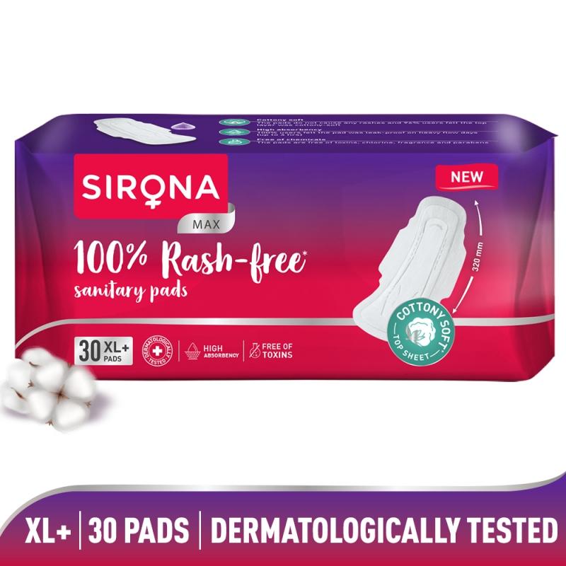 Cottony Soft Rash Free Sanitary Pads For Women 30 Pcs (Xl+) Ultra Thin & Breathable Top Layer