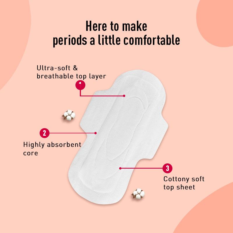 Cottony Soft Rash Free Sanitary Pads For Women, 4 Pcs (XL+) Ultra Thin & Breathable Top Layer
