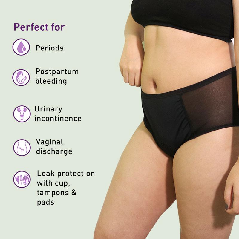 Reusable Period Panties (M), Leak Proof Protection For Periods, Urinary & Vaginal Discharge