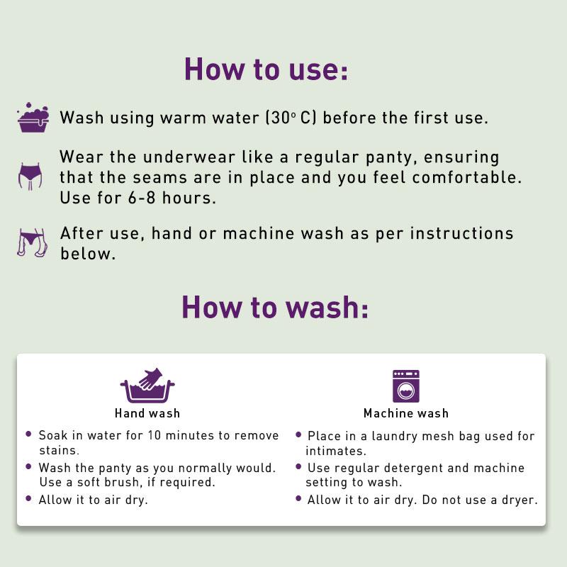 Reusable Period Panties (L), Leak Proof Protection For Periods, Urinary & Vaginal Discharge