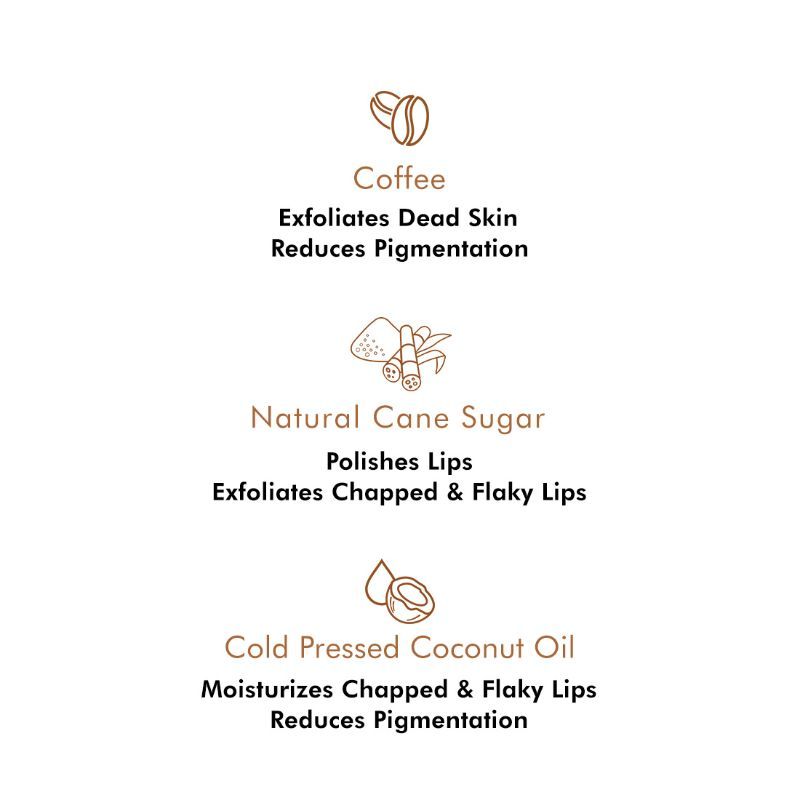 Coffee Lip Scrub for Chapped & Pigmented Lips - Natural, Vegan & Beeswax Free