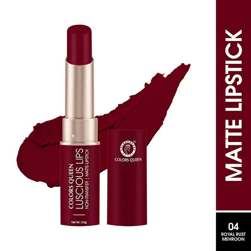 Luscious Lips Non Transfer Matte Lipstick - 04 Royal Rust Maroon
