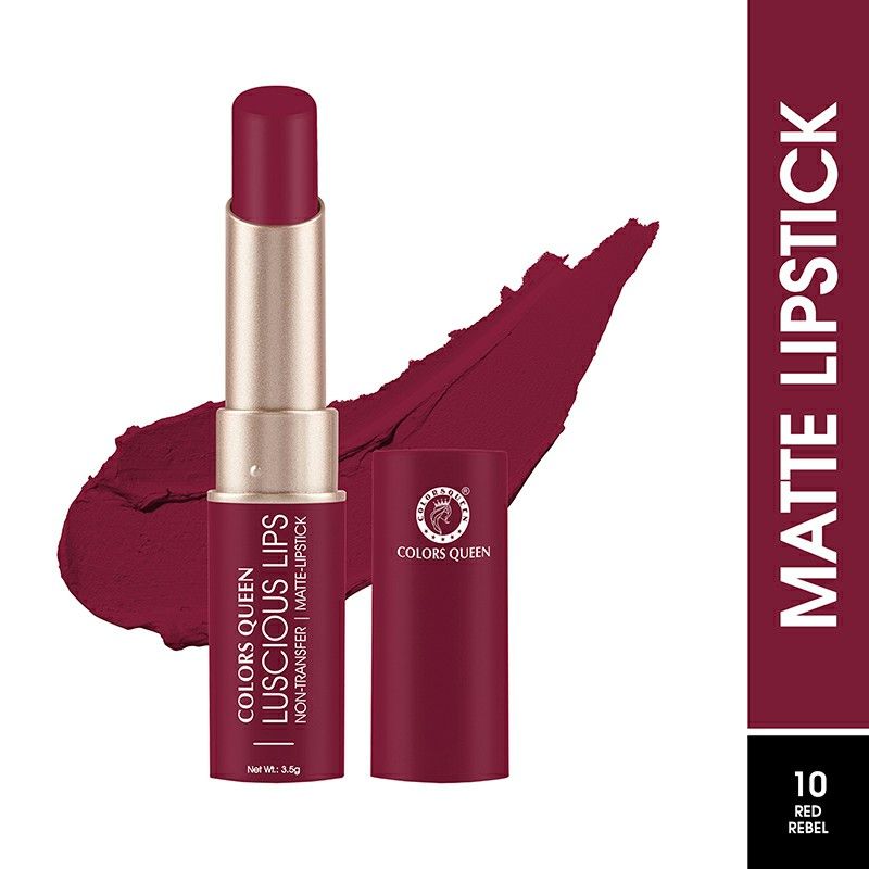 Luscious Lips Non Transfer Matte Lipstick - 10 Red Rebel