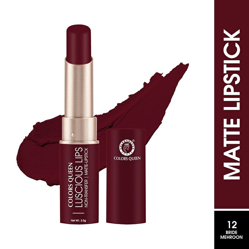 Luscious Lips Non Transfer Matte Lipstick - 12 Bride Maroon