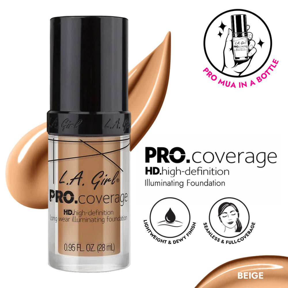L.A Girl Pro Coverage Illuminating Liquid Foundation - Beige