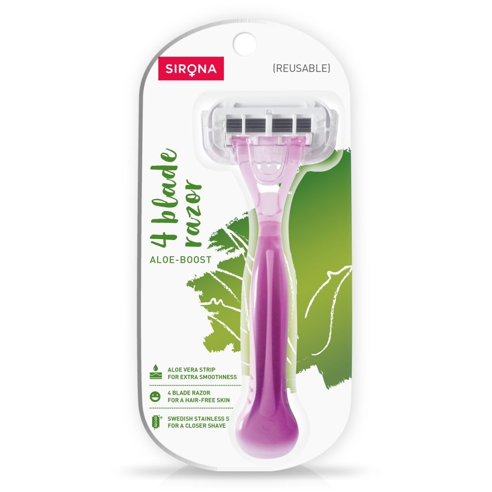 Reusable 4 Blade Shaving Razor For Women For Pain-free Body Hair Removal With Aloe Vera Lubrication