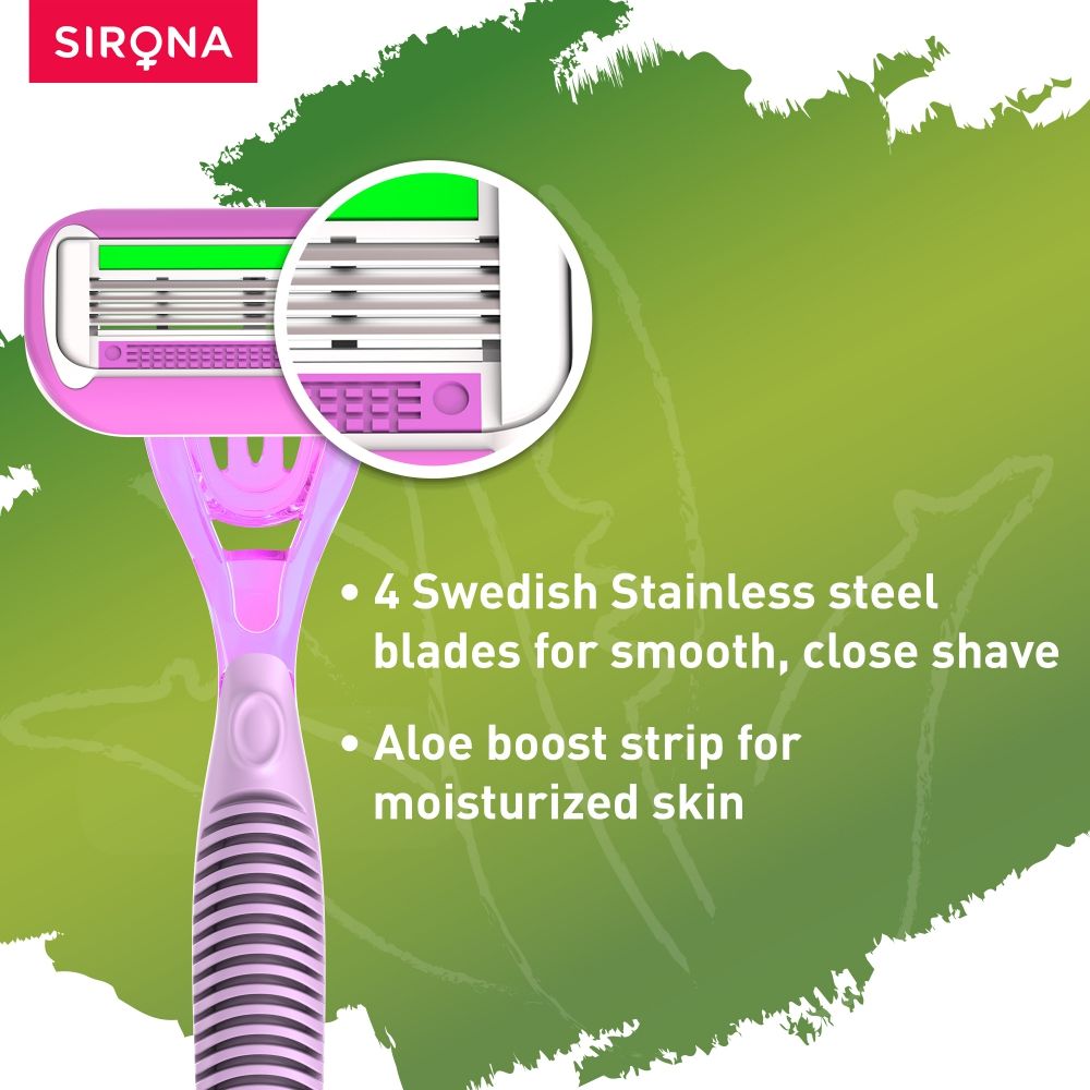 Reusable 4 Blade Shaving Razor For Women For Pain-free Body Hair Removal With Aloe Vera Lubrication