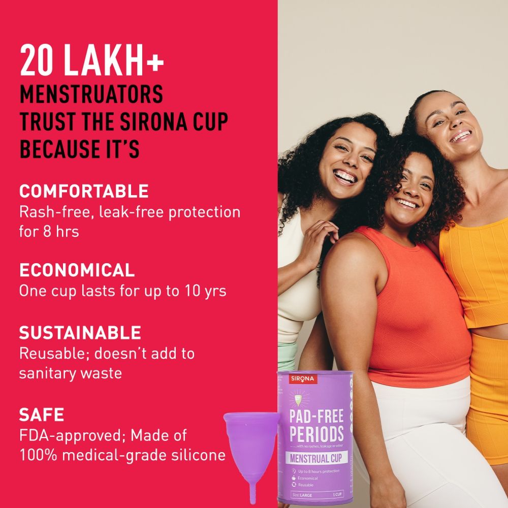 FDA Approved Reusable Menstrual Cup for Women (Large Size) Protection for Up to 8-10 Hours