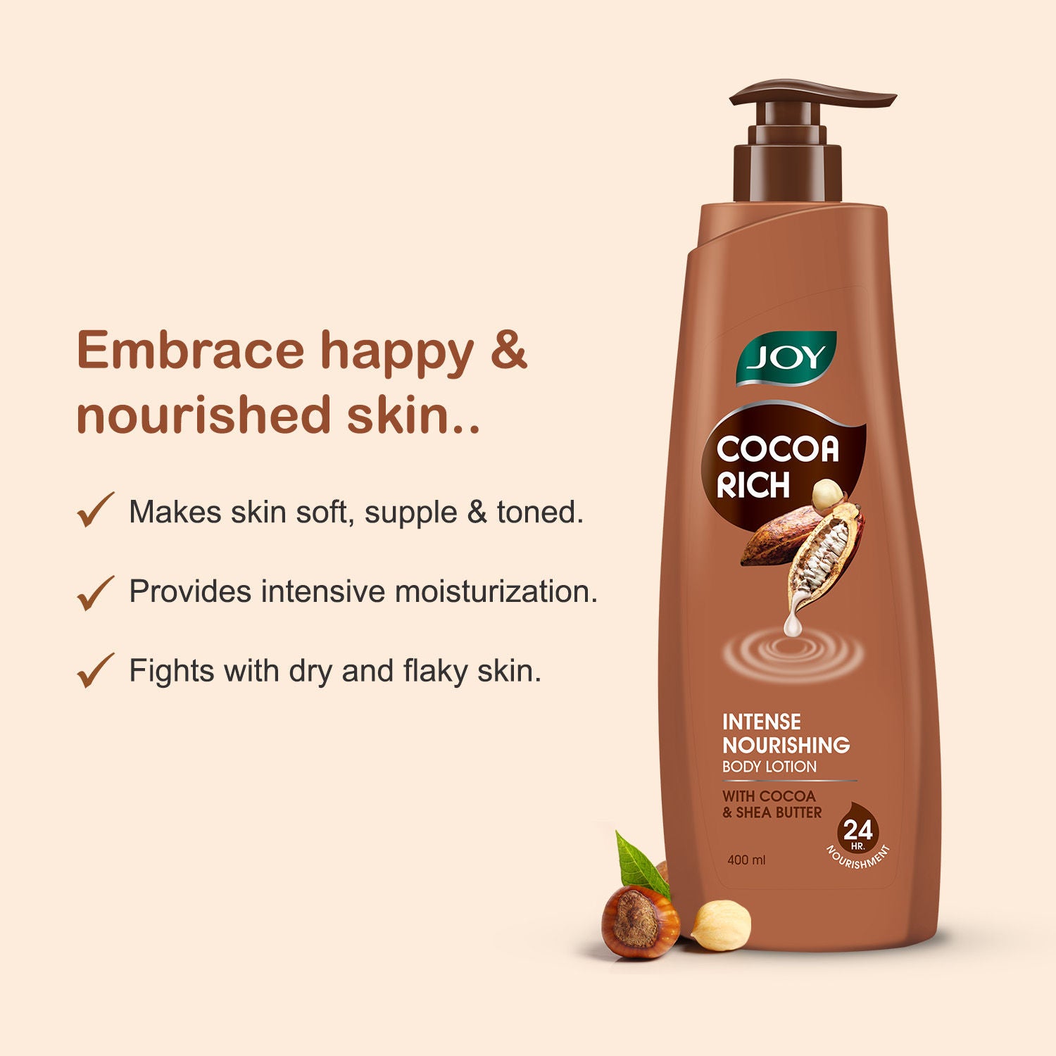 Cocoa Rich Intense Nourishing Body Lotion - Shea & Cocoa Butter, 24hr Moisture for Winter