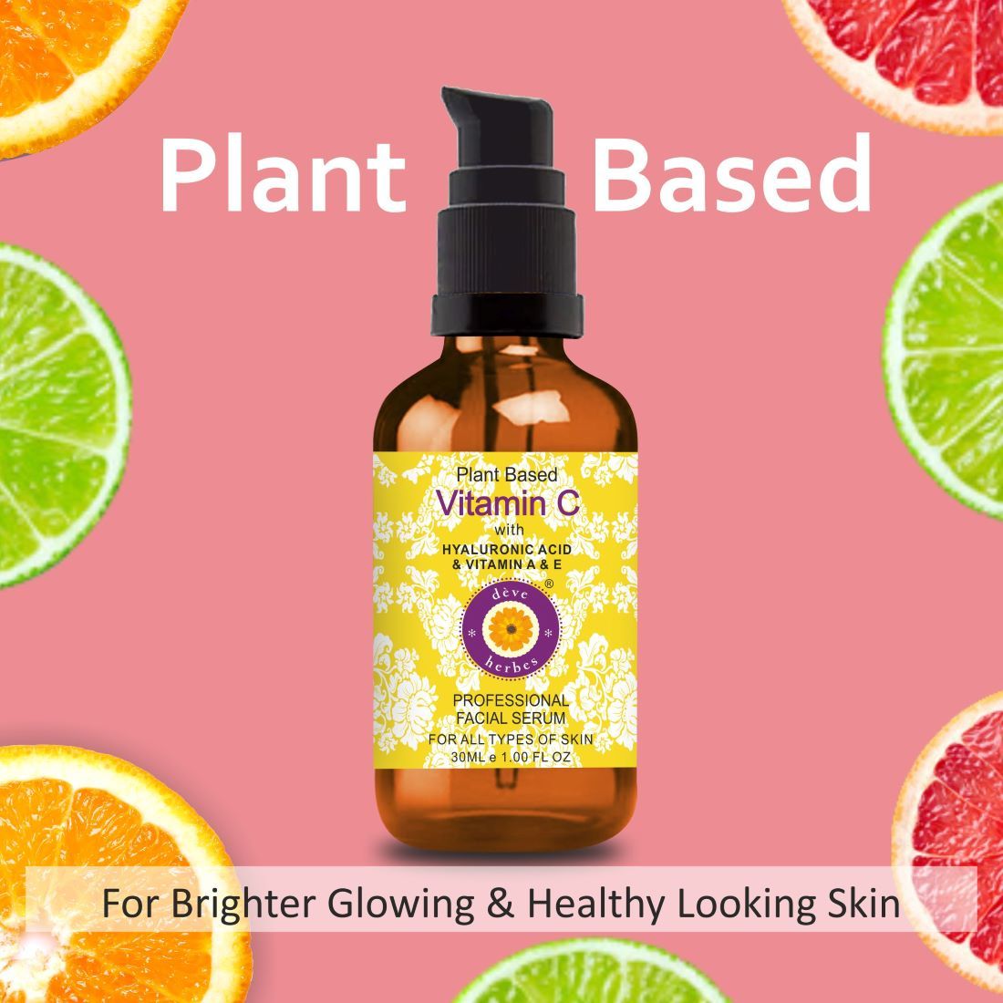 Plant Based Vitamin C Face Serum For Brightens Skin, Reduces Dark Spots & Hydrates