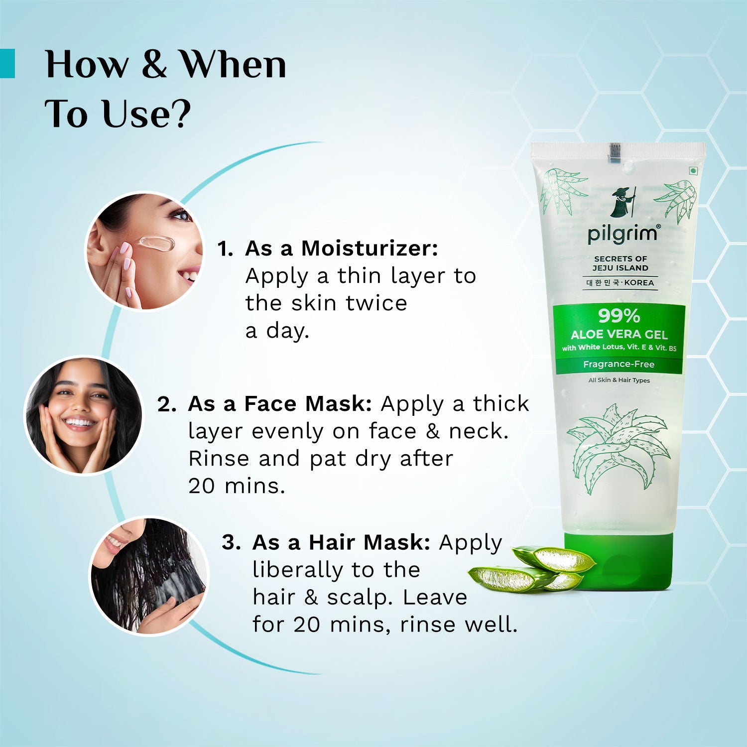 Aloe Vera Gel With Vitamin E For Glowing Skin & Hair