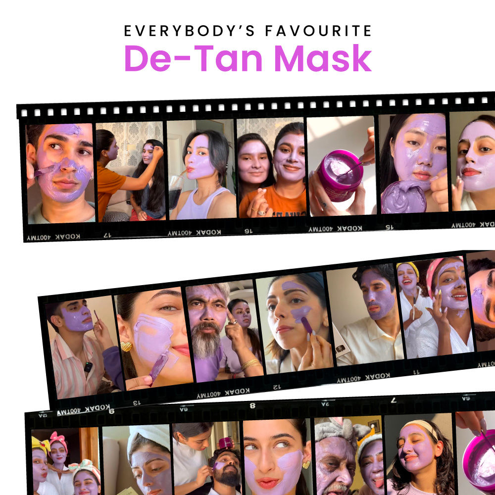 De-Tan Face Mask For Tan Removal, Instant Brightening & Glowing Skin, Hydrates For 8+ Hours