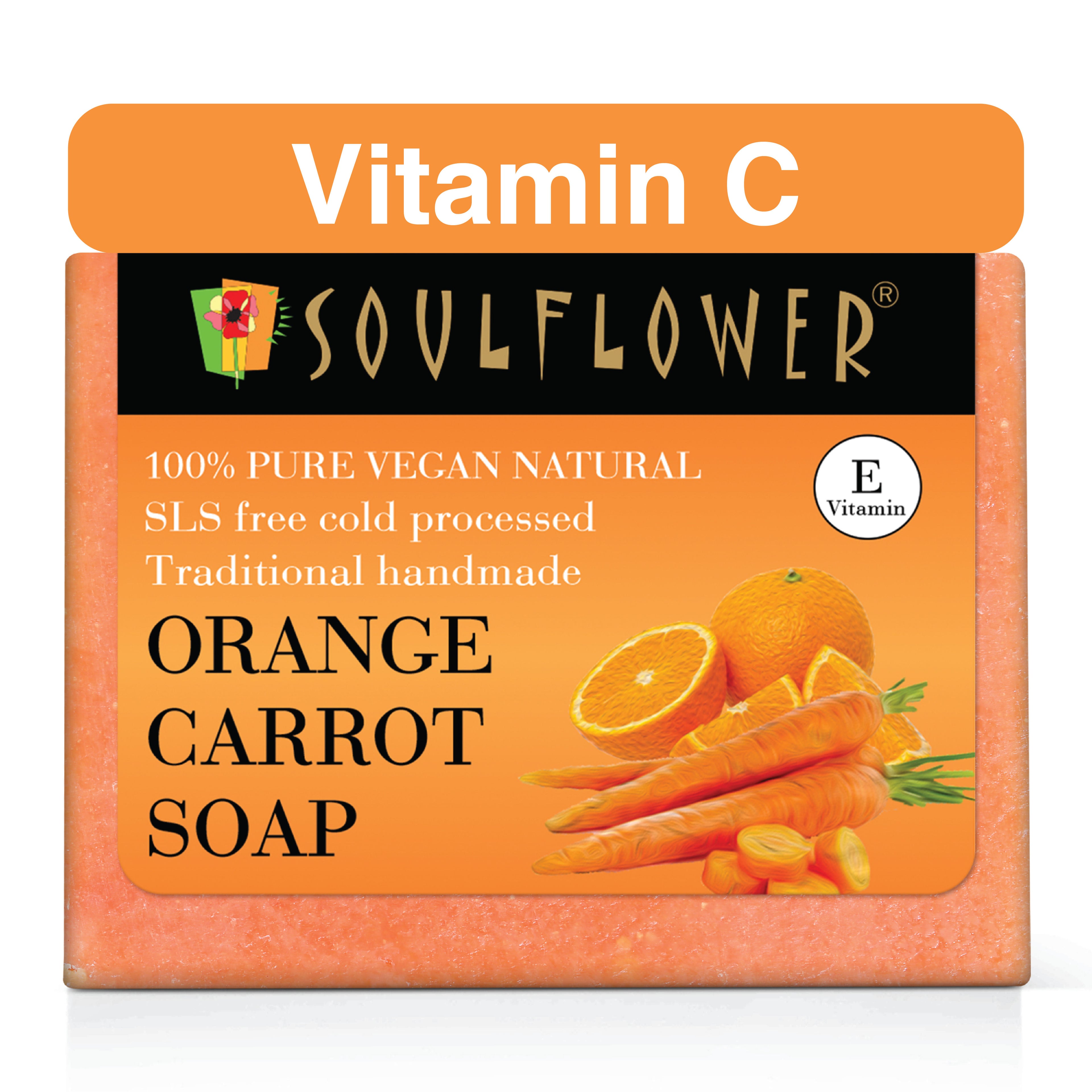 Ayurvedic Vitamin C Orange Carrot Handmade Soap for Skin Face Whitening, Dark Spots