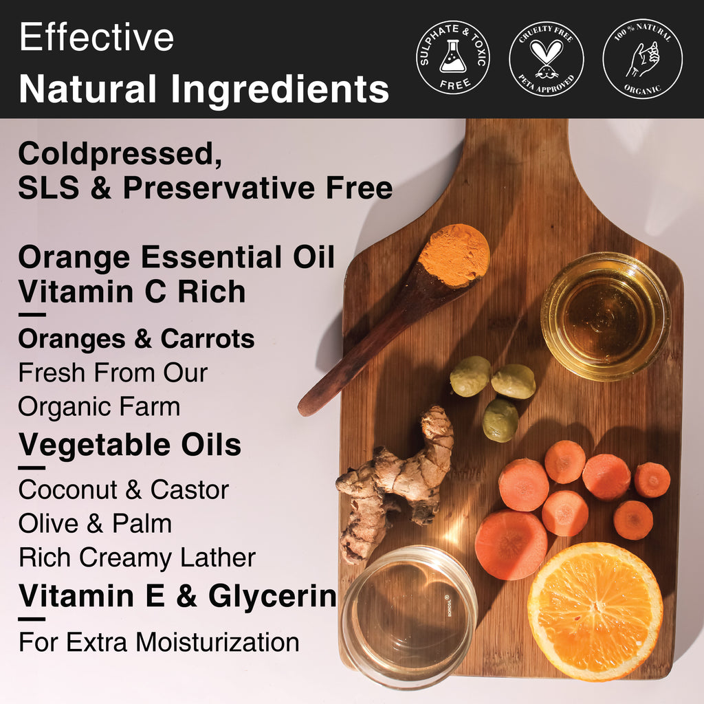 Ayurvedic Vitamin C Orange Carrot Handmade Soap for Skin Face Whitening, Dark Spots