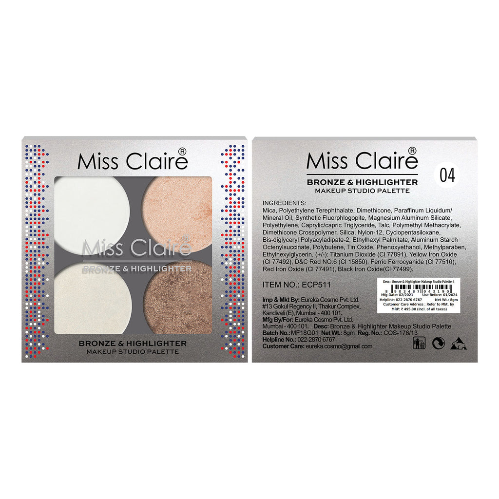 Bronze & Highlighter Makeup Studio Palette - 4
