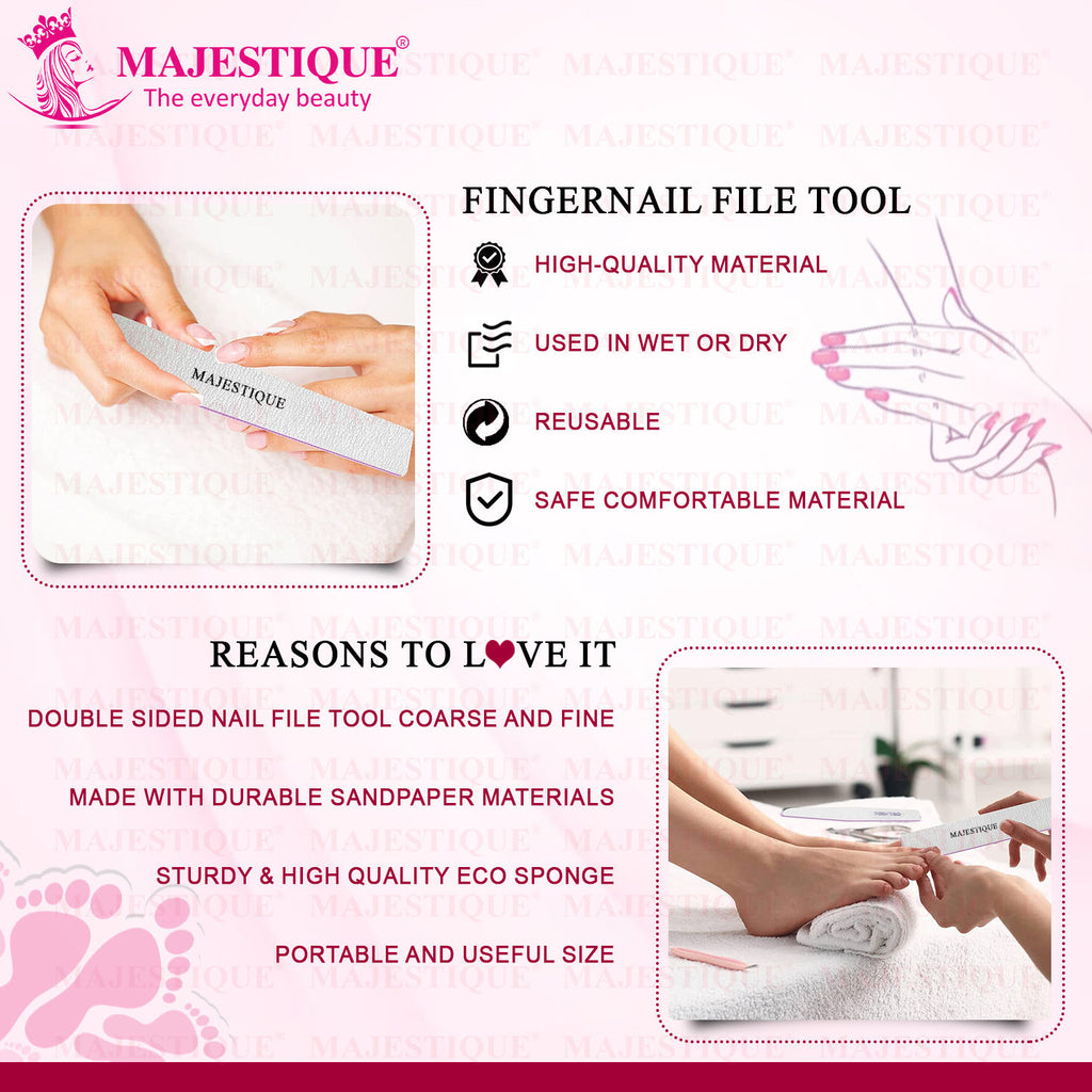 Reusable Nail File, Double-Sided Grit Cuticle Pusher for Nail Care Manicure Tool