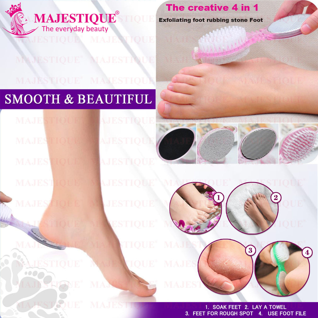 4-in-1 Hard Skin Remover for Legs - Foot Brush & Pedicure Tool - Color May Vary