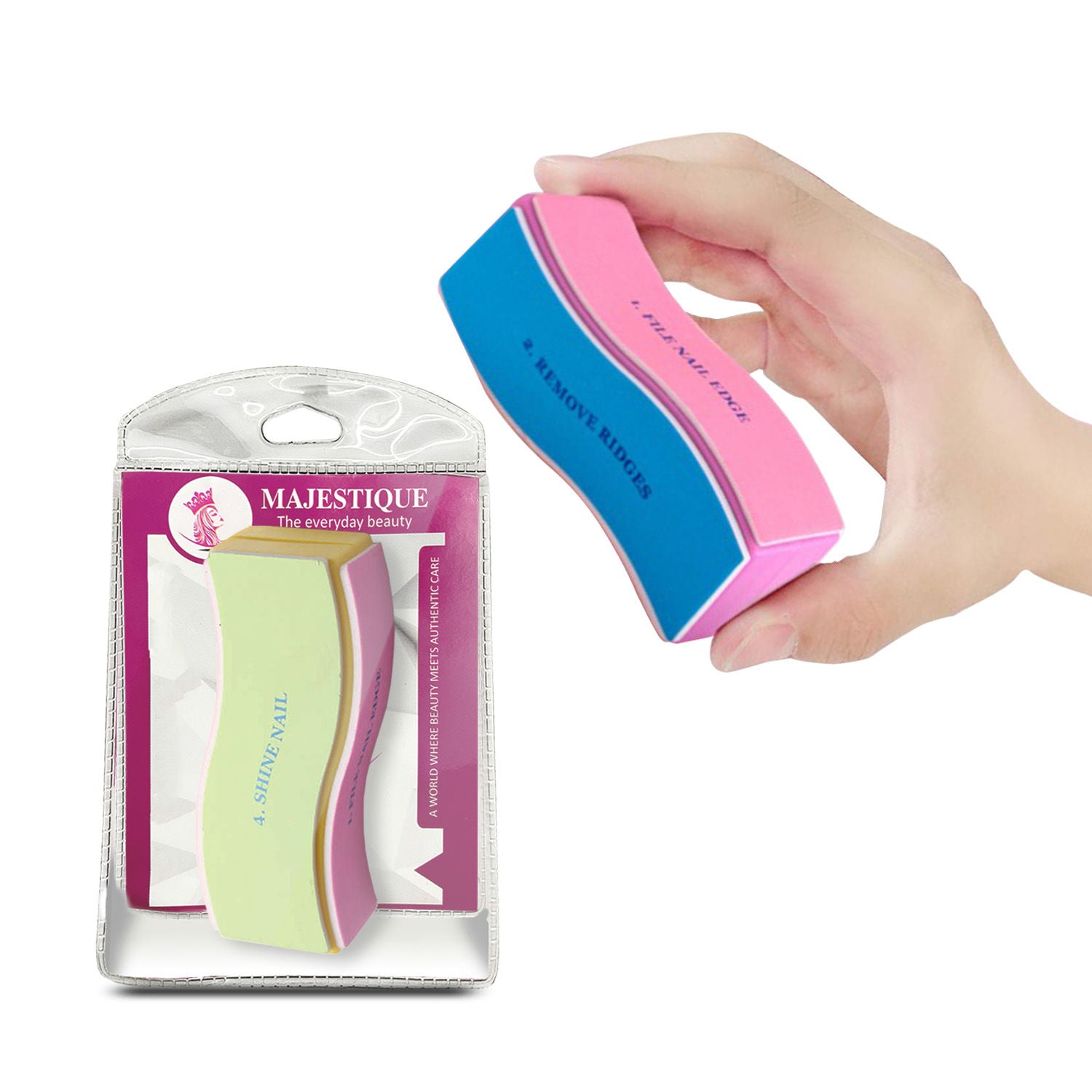 4-Way Manicure Pedicure Board Emery, Buffer, Sanding Files, Nail Care - Color May Vary
