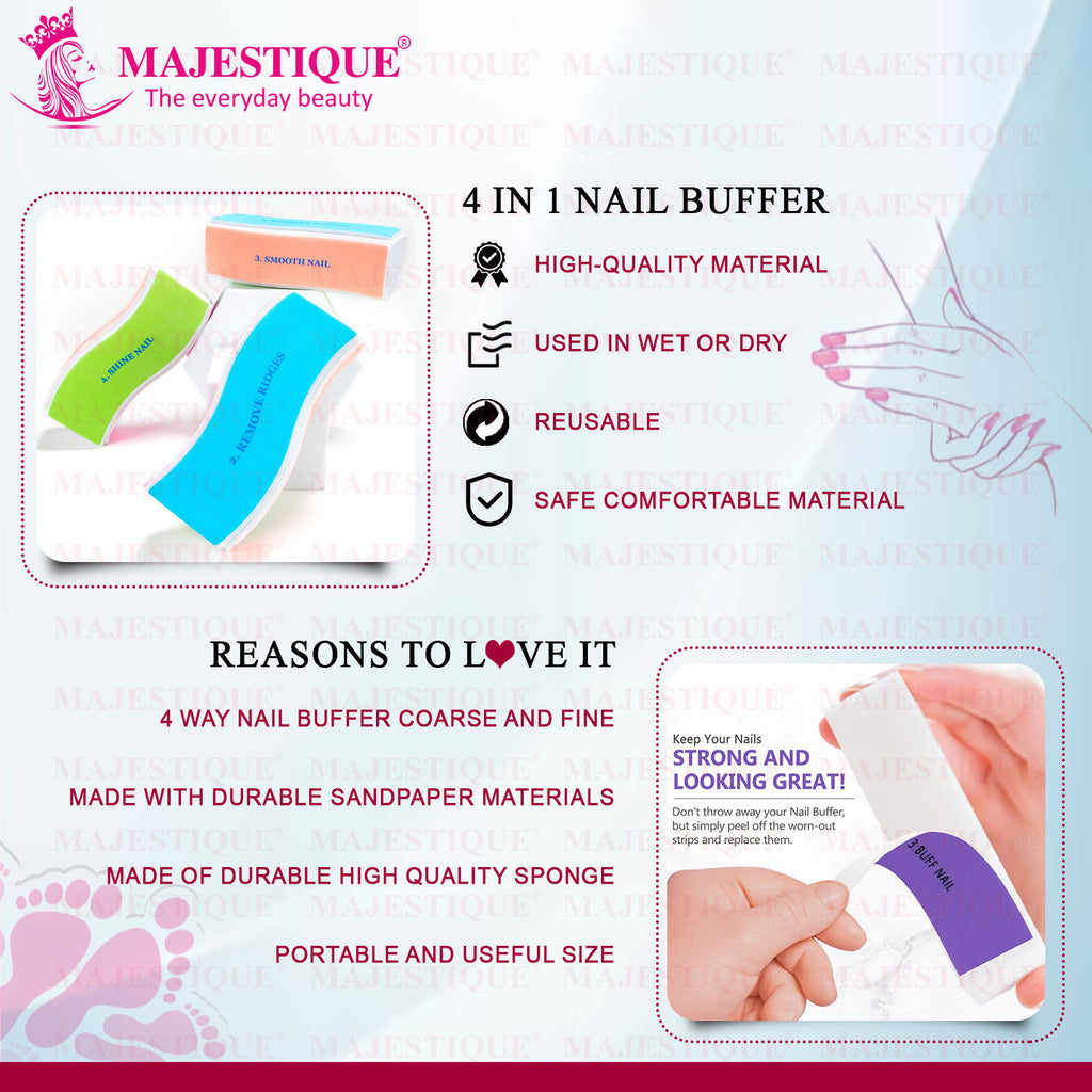 4-Way Manicure Pedicure Board Emery, Buffer, Sanding Files, Nail Care - Color May Vary
