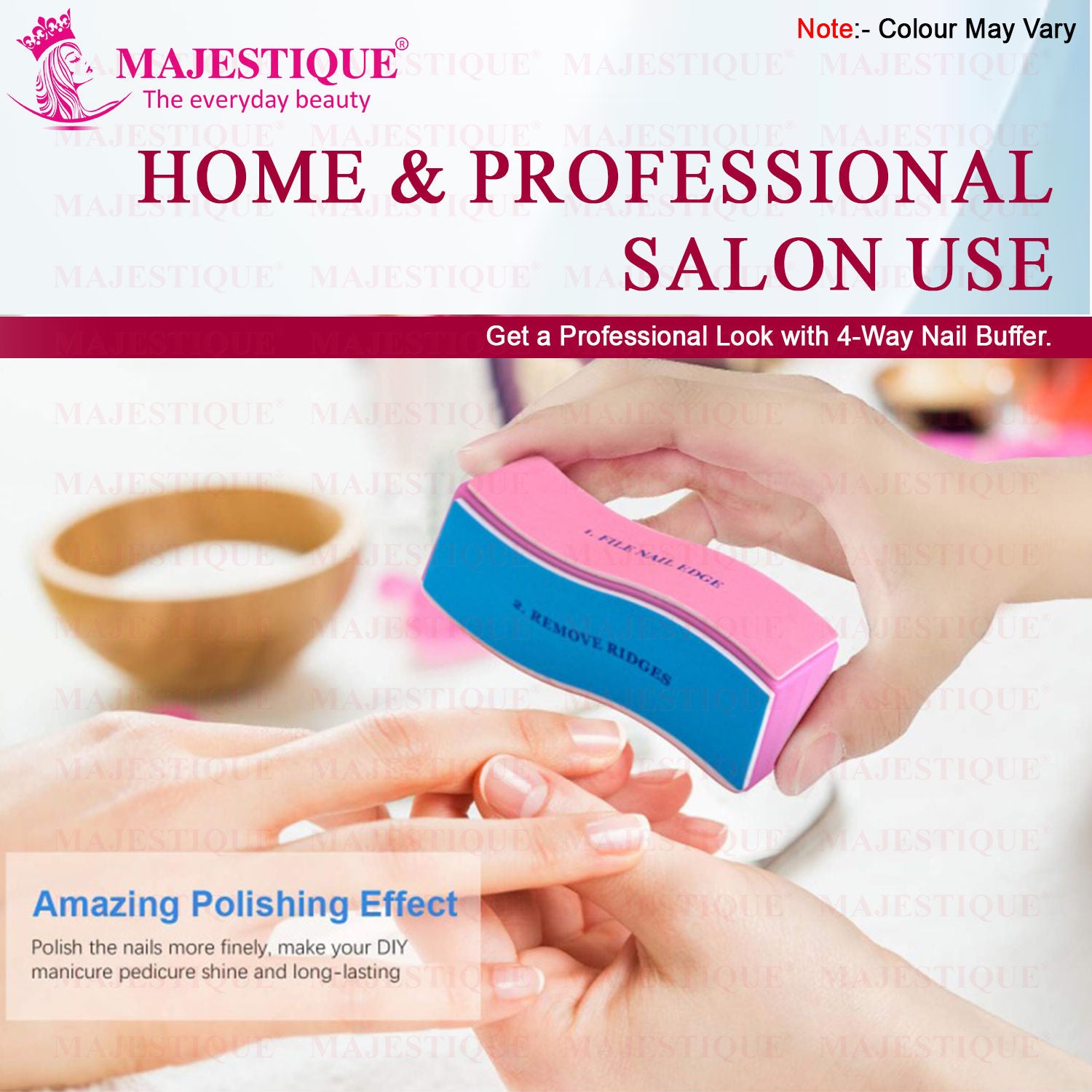 4-Way Manicure Pedicure Board Emery, Buffer, Sanding Files, Nail Care - Color May Vary