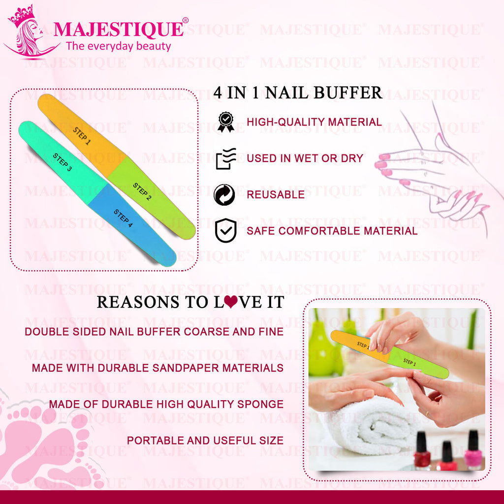 4-Way Nail File & Buffer for All Nails - Buffer Block, Nail Shiner - Color May Vary