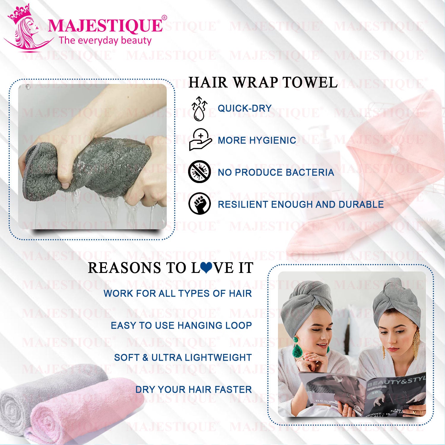 Hair Towel Wrap - Colour May Vary