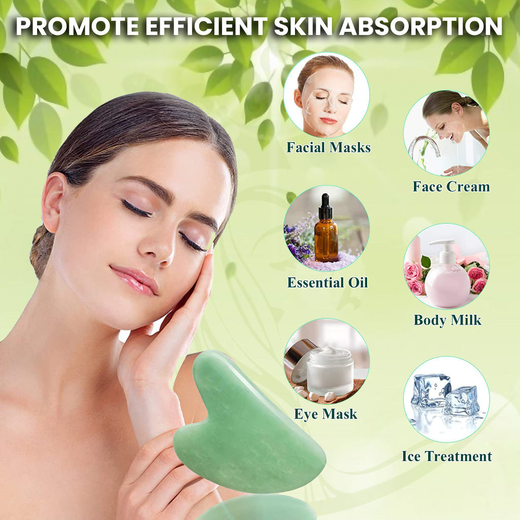 2Pcs Gua Sha Facial Tools, Natural Guasha Tool For Face - Color May Vary