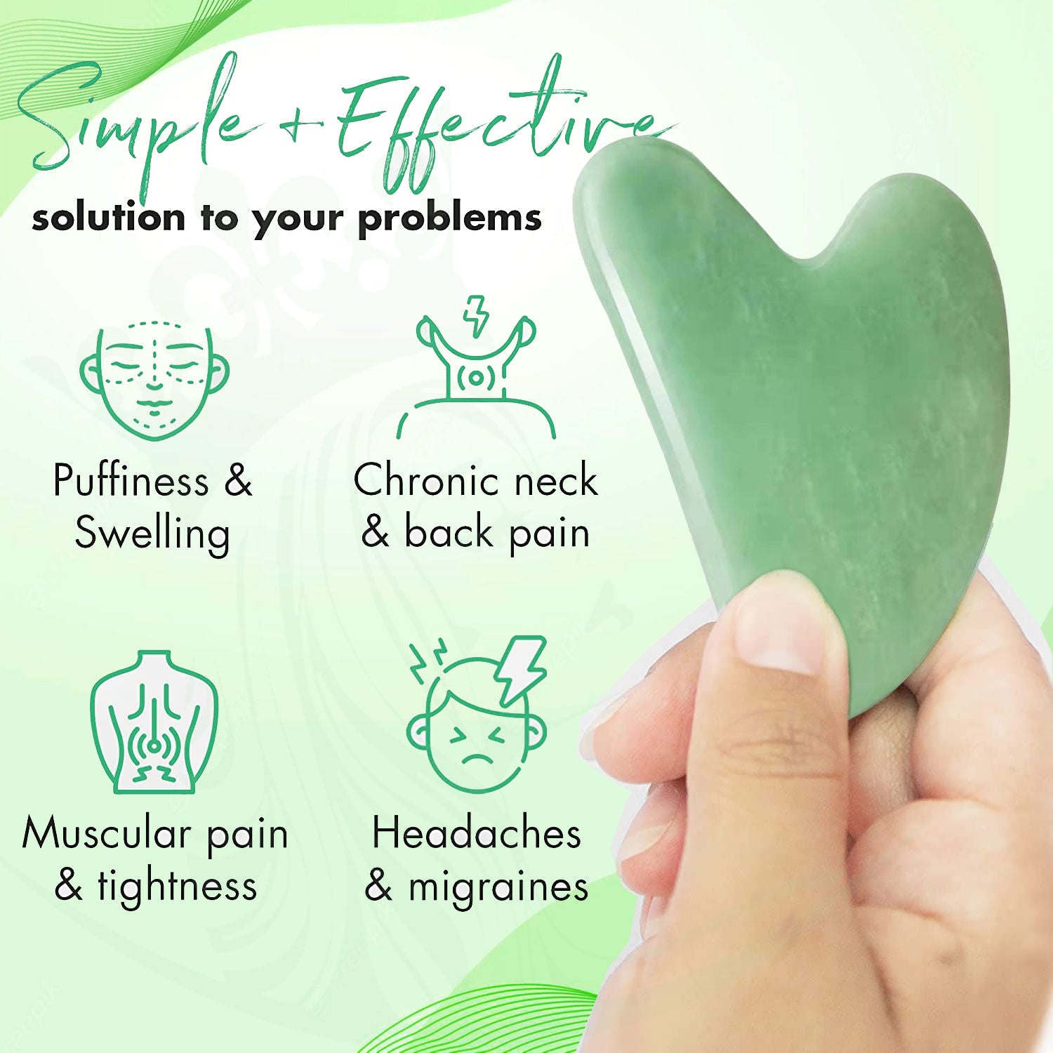 2Pcs Gua Sha Facial Tools, Natural Guasha Tool For Face - Color May Vary