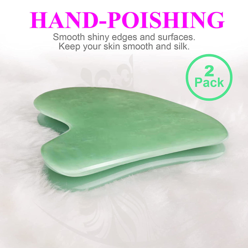 2Pcs Gua Sha Facial Tools, Natural Guasha Tool For Face - Color May Vary