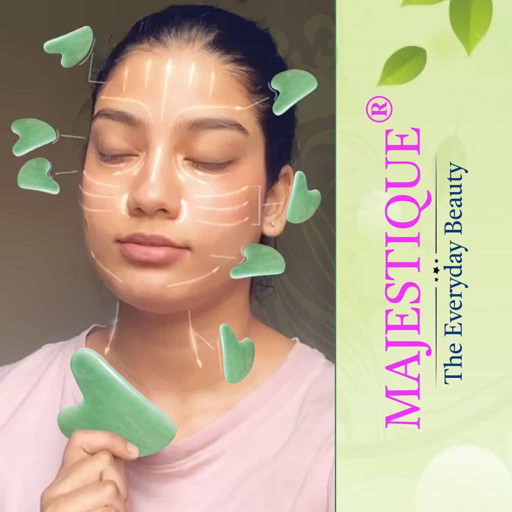 2Pcs Gua Sha Facial Tools, Natural Guasha Tool For Face - Color May Vary