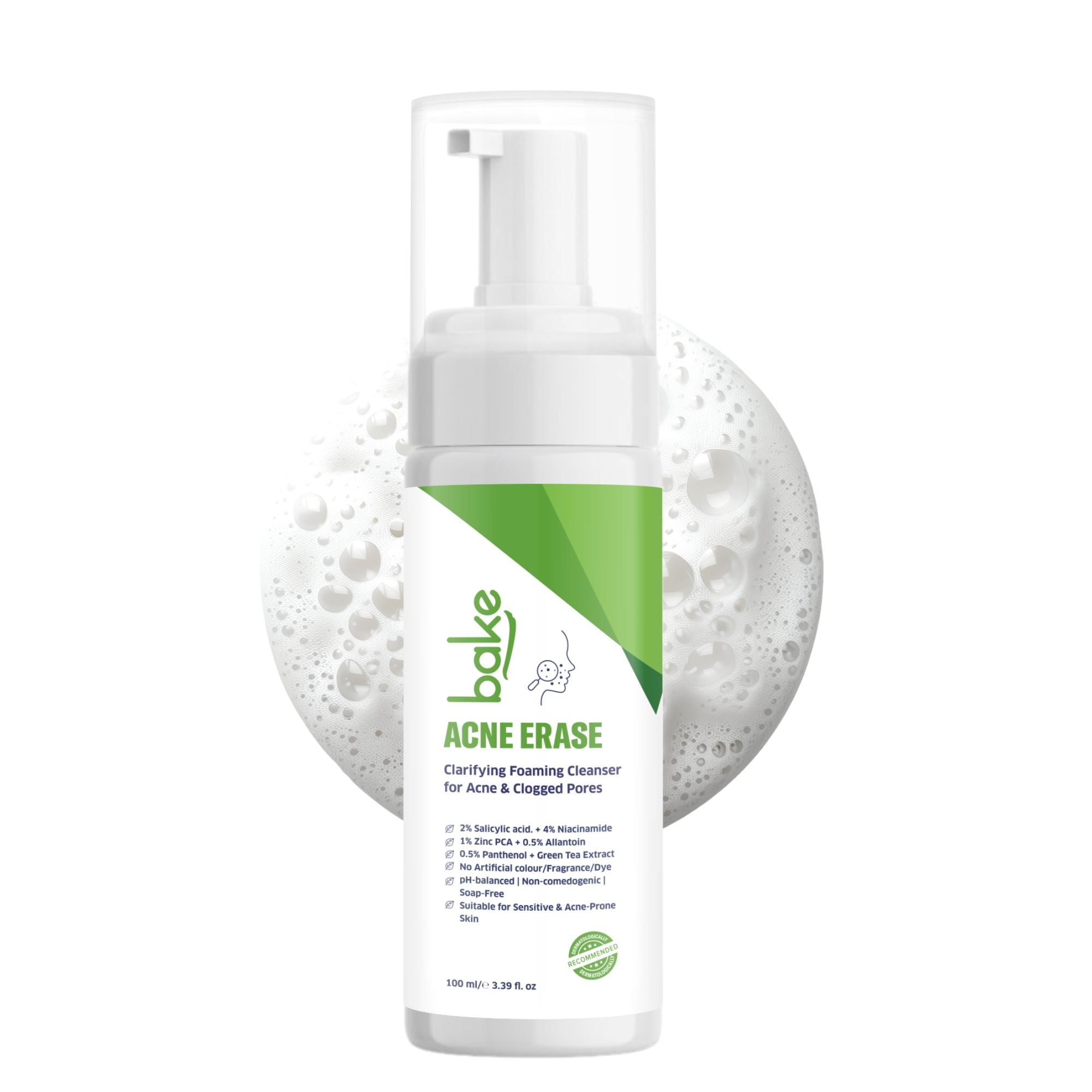 Acne Erase Foaming Cleanser with 2% Salicylic Acid for Acne, Clogged Pores & Oil Control