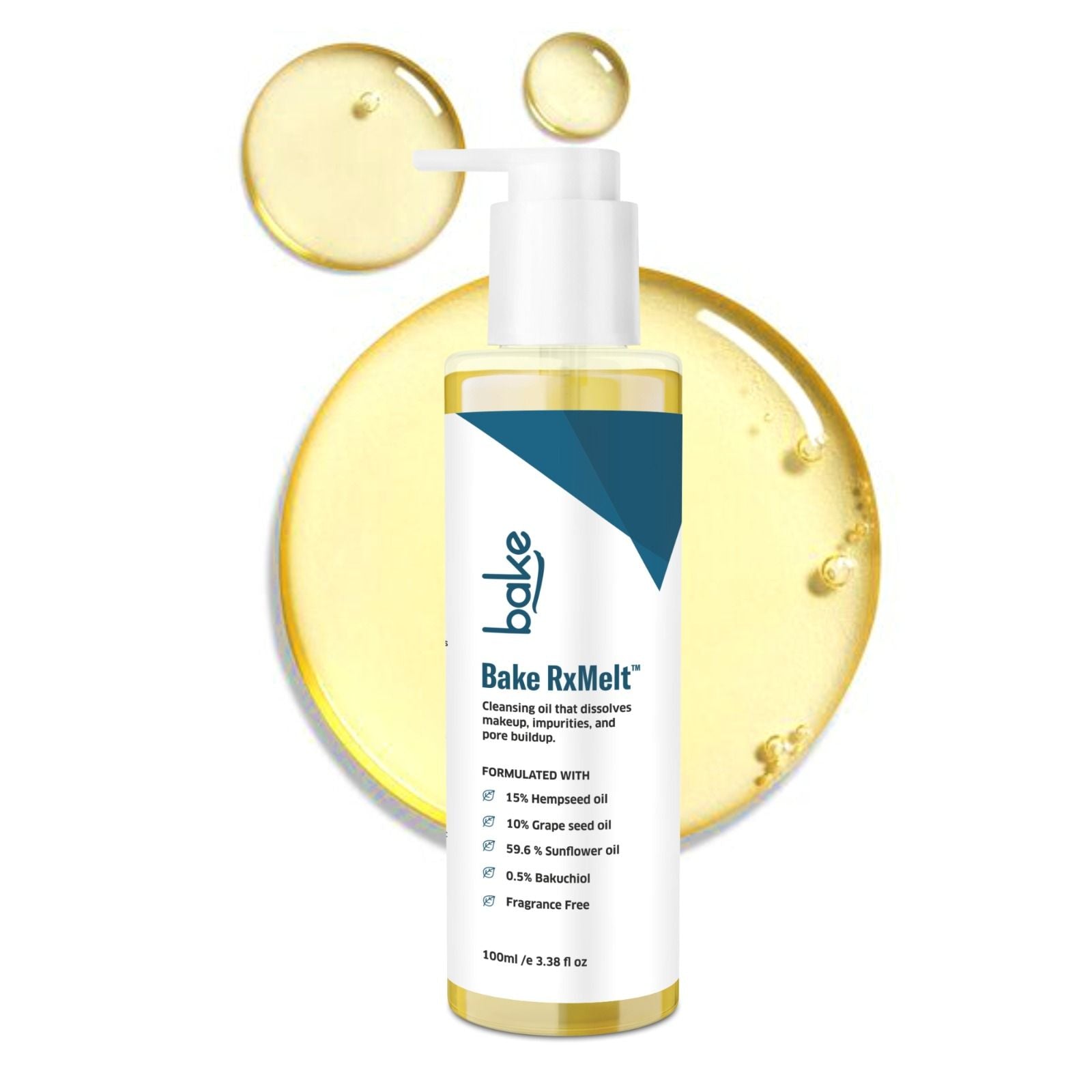 RxMelt Cleansing Oil with 15% Hempseed - Removes Waterproof Makeup, SPF & Pore Buildup