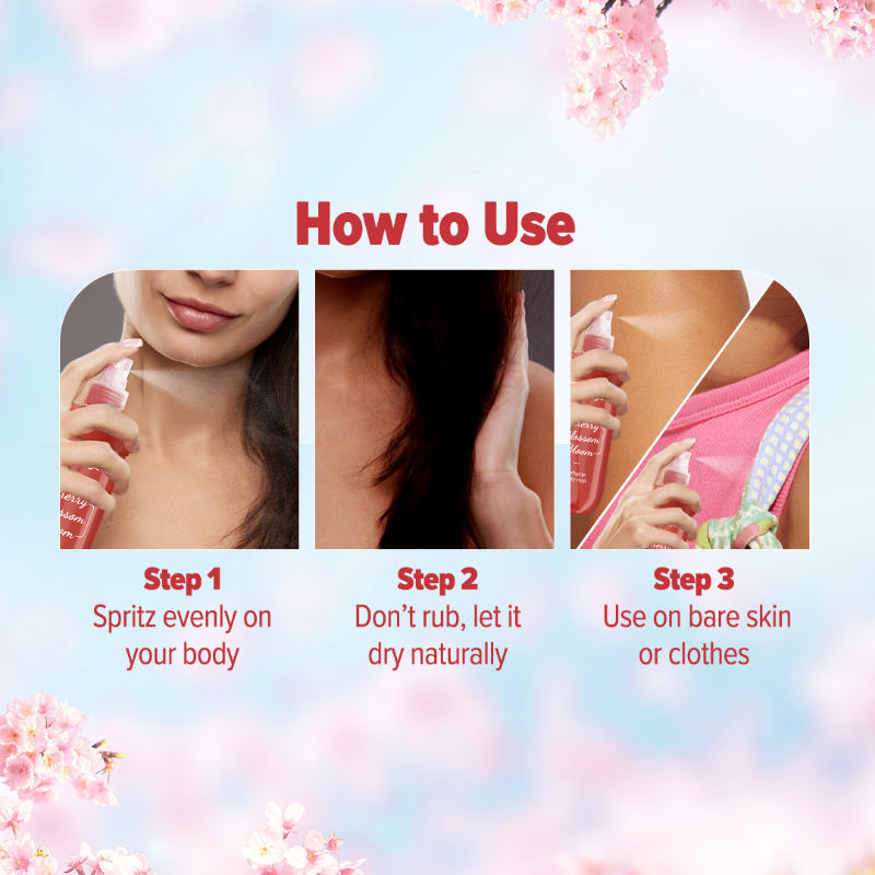 Refresh+ Cherry Blossom Bloom Perfume Body Mist-Long Lasting Fragrance for All Skin Types