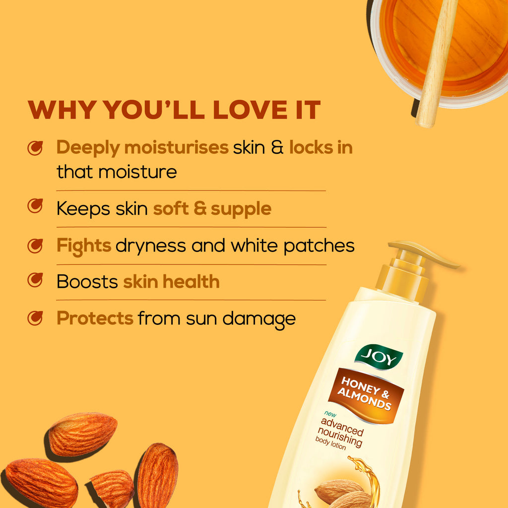 Honey & Almonds Lightweight Body Lotion with Shea Butter, Nourishing 24hr Care for Winter