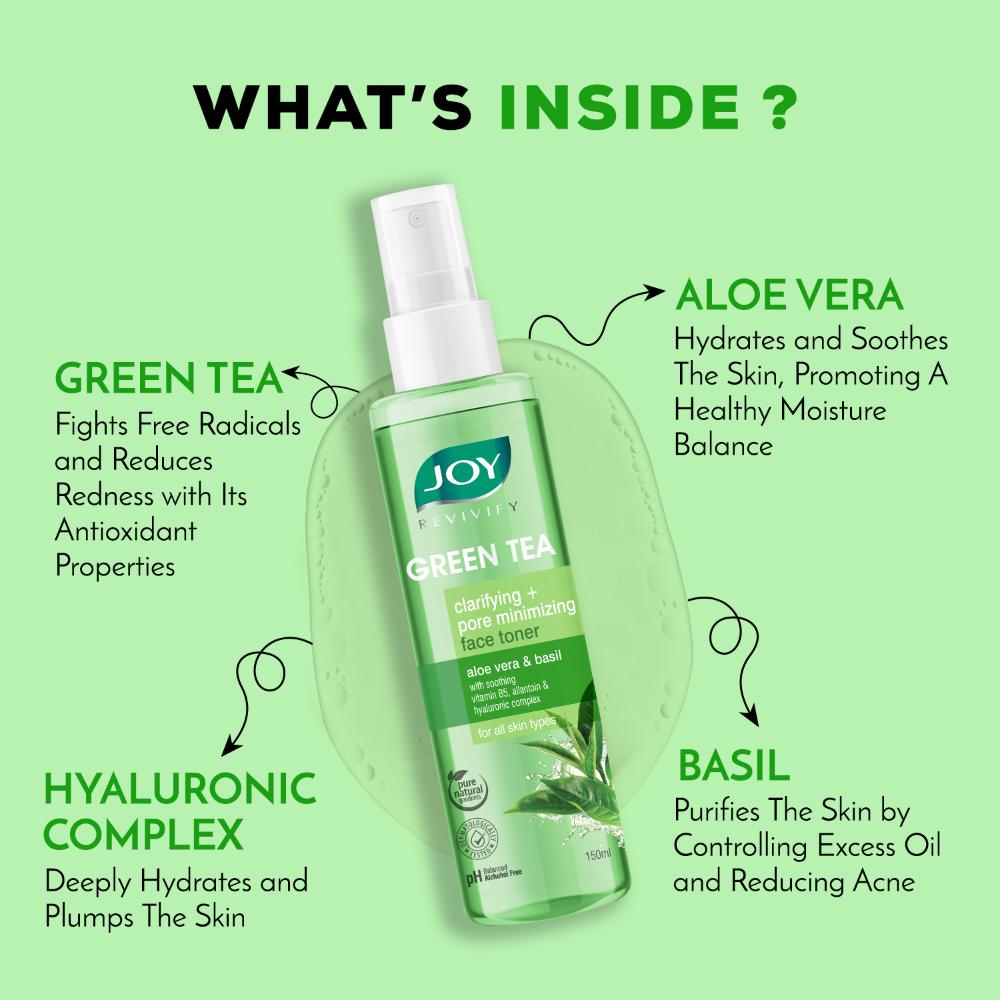 Green Tea Clarifying Face Toner with Aloe Vera - pH Balanced, Alcohol Free & For All Skin Types