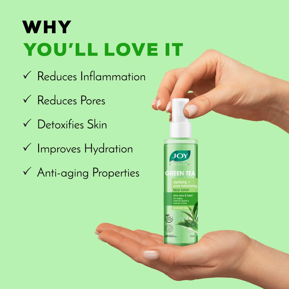 Green Tea Clarifying Face Toner with Aloe Vera - pH Balanced, Alcohol Free & For All Skin Types