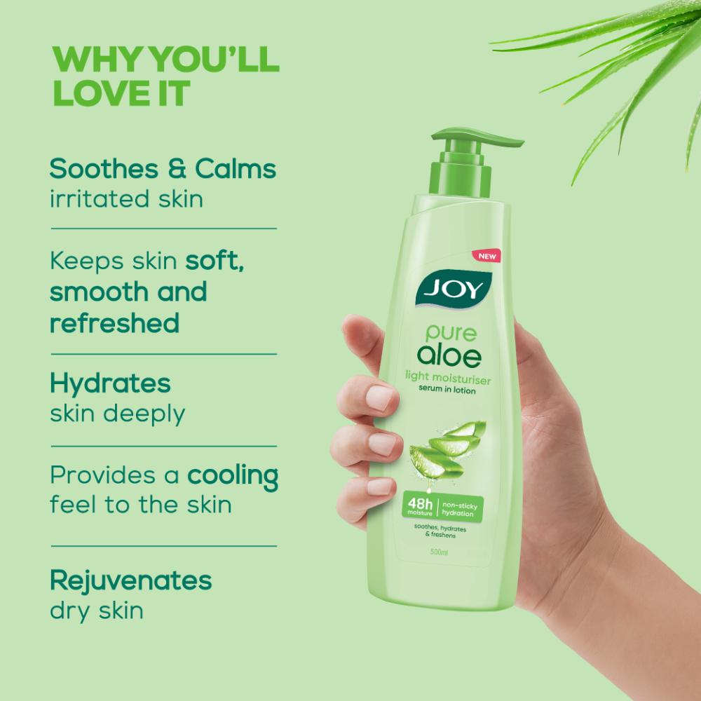 Pure Aloe Vera Body Lotion, Lightweight 48hr Moisturization for Normal & Oily Winter Skin