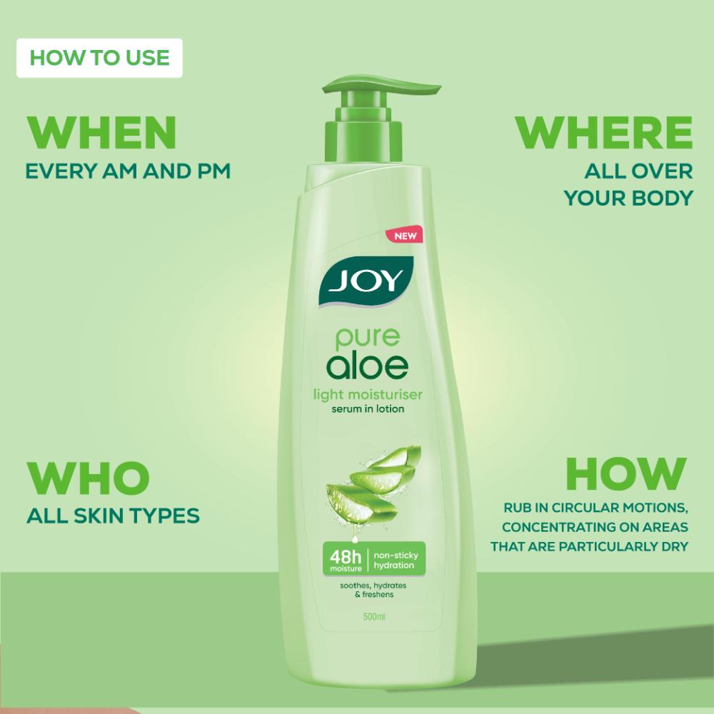 Pure Aloe Vera Body Lotion, Lightweight 48hr Moisturization for Normal & Oily Winter Skin