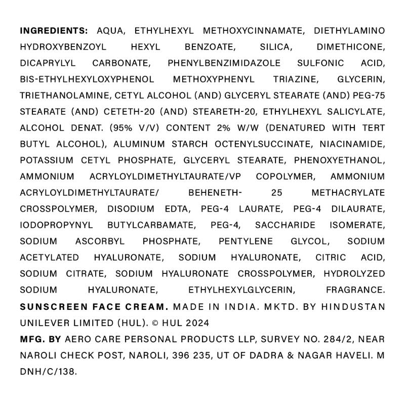 SPF 50 PA++++ Hydrating Sheer Sunscreen With Niacinamide For Dry Skin, Non Sticky