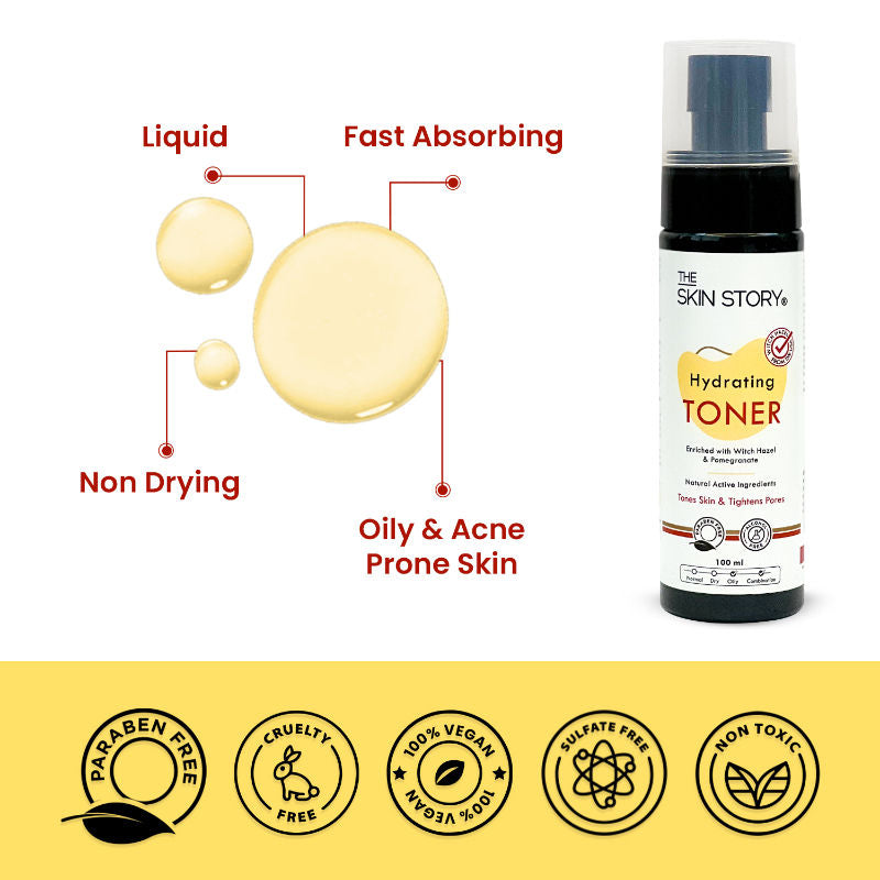 Water-like Hydrating Face Toner For Oily Acne Prone Skin With AloeVera Tightens Pores