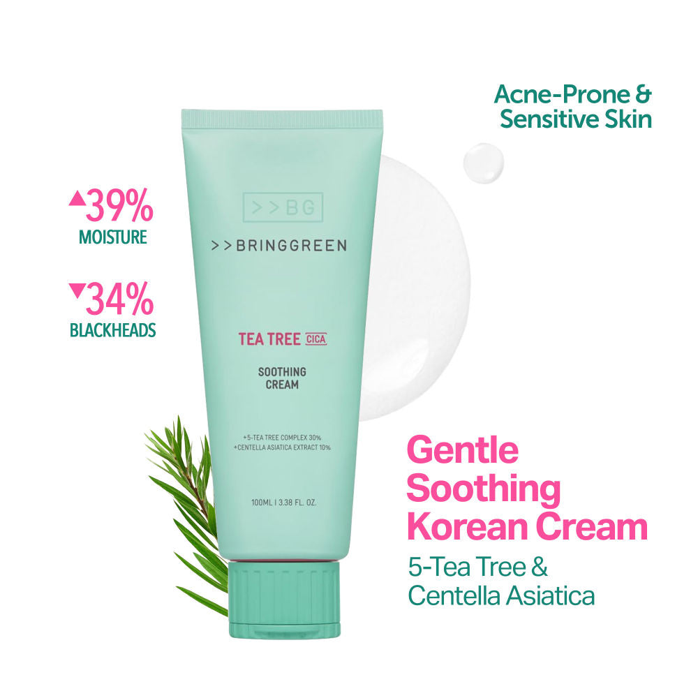 Tea Tree Cica Soothing Cream Plus, Hydrating Korean Centella Moisturizer
